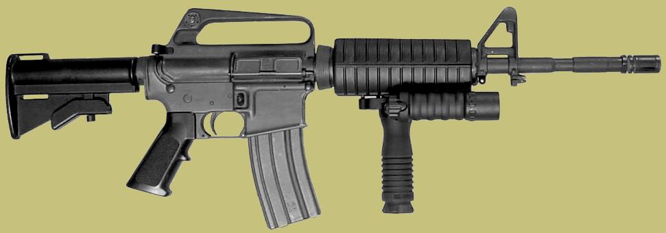 In this photo the RMgrip with the flahslight accessory is mounted to the M4 carbine grip.